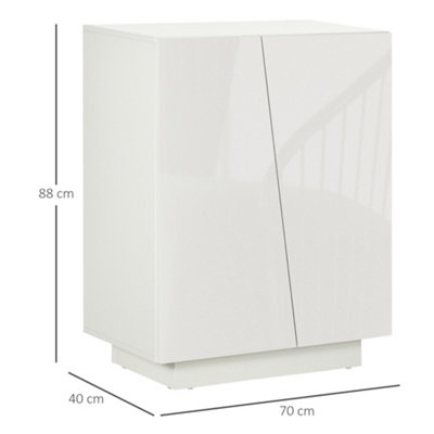 HOMCOM High Gloss Storage Cabinet for Bedroom Living Room Dining Room White