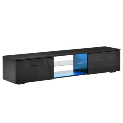 Black high gloss tv deals unit with led lights