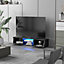 HOMCOM High gloss TV Stand Cabinet W/ LED Lights Remote Control Cupboard Black