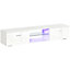 HOMCOM High gloss TV Stand Cabinet W/ LED Lights Remote Control Cupboard White