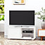 HOMCOM High Gloss TV Stand Storage Cabinet 2 Shelves for Living Room White