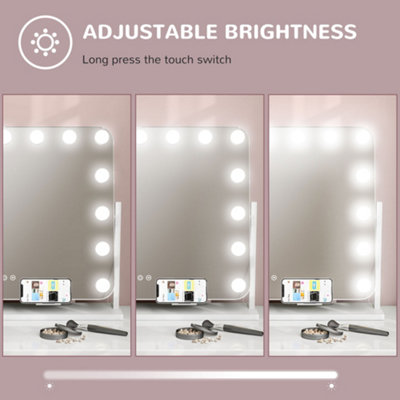 HOMCOM Hollywood Dimmable Lighted Makeup Mirror with Magnifier, USB Port