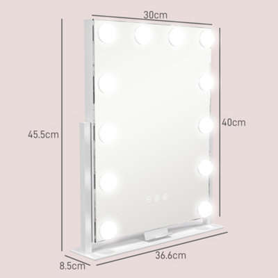 HOMCOM Hollywood Lighted Makeup Mirror with Magnifier, USB Port, Phone Holder