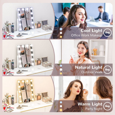 HOMCOM Hollywood Lighted Makeup Mirror with Magnifier, USB Port, Phone Holder