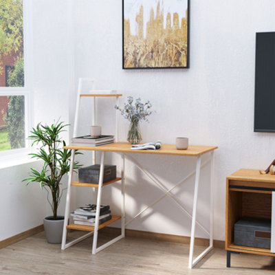 HOMCOM Home Office Computer Desk Study Writing Table with 3-Tier ...