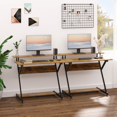 HOMCOM Home Office Computer Desk w Storage Gaming Writing Table 100cm Brown