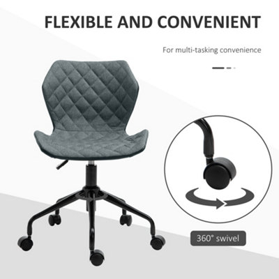 HOMCOM Home Office Swivel Desk Chair Nylon Wheels Adjustable Height ...