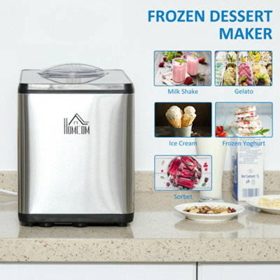 HOMCOM Ice Cream Maker Machine 1.5L Sorbet Milkshake Frozen Yoghurt Gelato  Maker