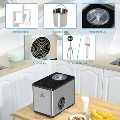 HOMCOM Ice Cream Maker Machine 1.5L Sorbet Milkshake Frozen Yoghurt Gelato Maker