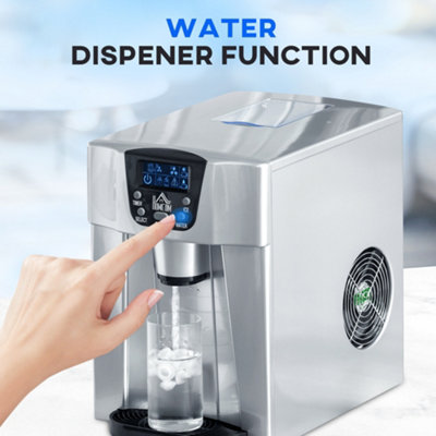 HOMCOM Ice Maker Machine And Water Dispenser, Counter Top Ice Cube Maker For Home With 3l Tank Adjustable Cube Size 9 Ice~1lkhkj44g6g00