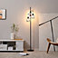 HOMCOM Industrial 3-Light Floor Lamp Dimmable Standing Lamp for Living Room