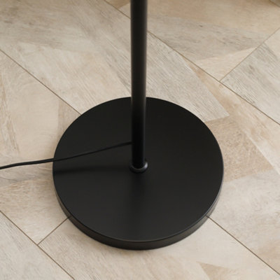Homcom Modern Floor Lamp With Shelves Dual Ambient Lighting Tall Standing Lamp Living Room Bedroom Fabric Lampshade Bulb Included Black Black Mdf