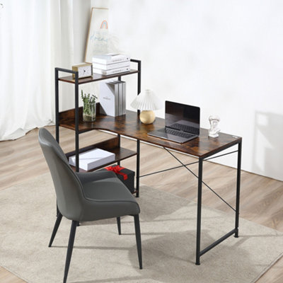 HOMCOM Industrial Computer Desk with Storage Shelf Metal Frame for Home Office