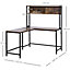 HOMCOM Industrial L-Shaped Work Desk & Storage Shelf Steel Frame Adjustable Feet