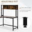 HOMCOM Industrial L-Shaped Work Desk & Storage Shelf Steel Frame Adjustable Feet