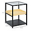 HOMCOM Industrial Side Table with 3-tier Storage Shelves for Living Room
