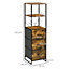 HOMCOM Industrial Storage Cabinet with 2 Shelves 3 Fabric Drawers Rustic Brown