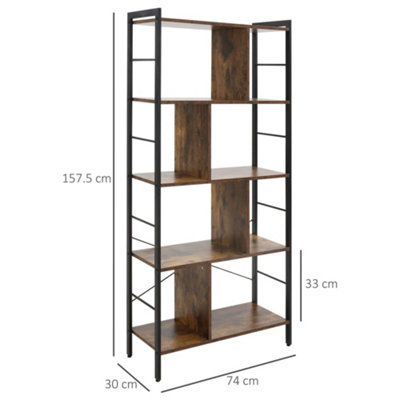 HOMCOM Industrial Storage Shelf Bookcase Closet Floor Standing Display Rack