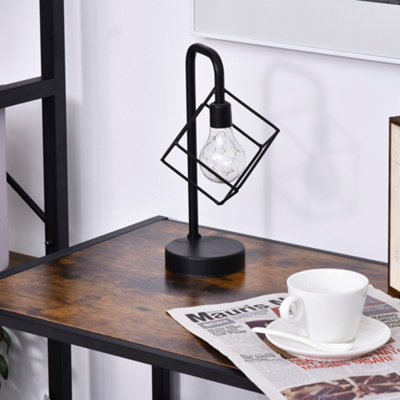 HOMCOM Industrial-Style Side Table w/ Drawer Open Shelf Steel Frame Base Retro