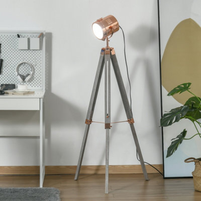 Tripod floor sale lamp wooden legs