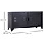 HOMCOM Industrial TV Cabinet Stand Media Center Steel Shelf Doors Storage Black