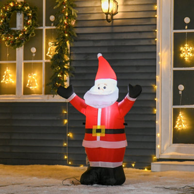 HOMCOM Inflatable 4ft Tall Santa Claus Xmas Decoration Airblown ...