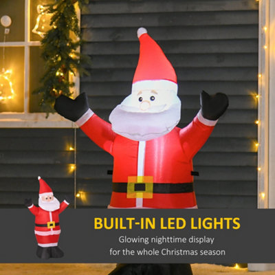 HOMCOM Inflatable 4ft Tall Santa Claus Xmas Decoration Airblown ...