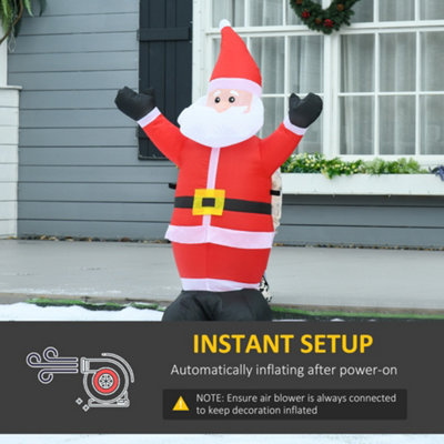 HOMCOM Inflatable 4ft Tall Santa Claus Xmas Decoration Airblown ...
