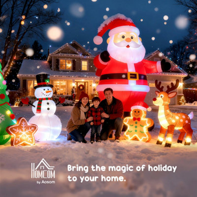 HOMCOM Inflatable 4ft Tall Santa Claus Xmas Decoration Airblown ...
