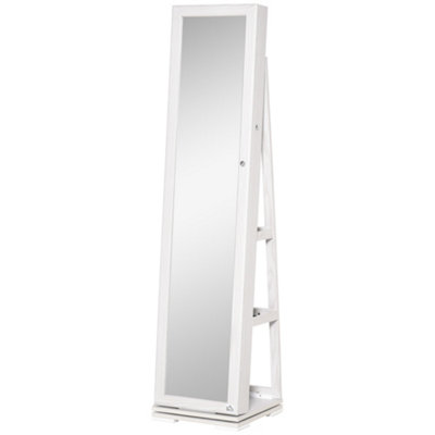 HOMCOM Jewelry Cabinet Full Length Mirror 360 degree Swivel Lockable Jewelry Organizer