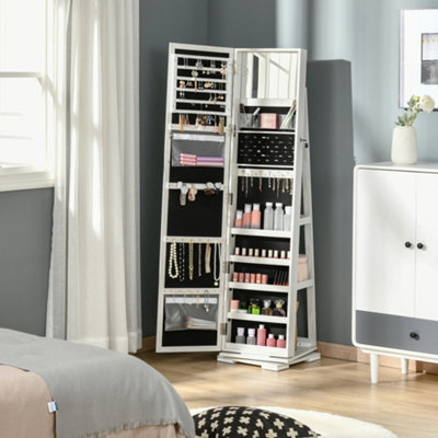 Rotatable jewelry deals armoire with mirror