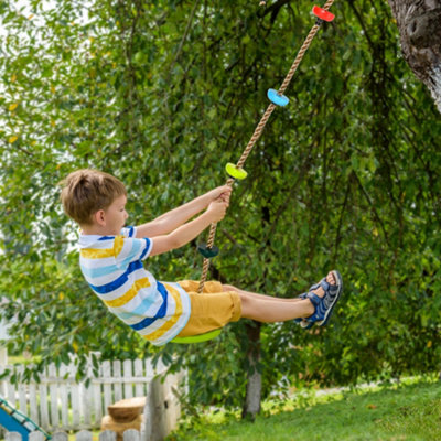 Kids Climbing Rope Swing w Disc Swing Seat Rope Ladder Outdoor