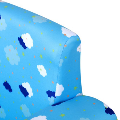 HOMCOM Kids Armchair Toddler Sofa Seat Set with Footrest Padding Couch Blue