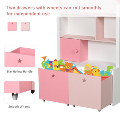 Little tikes pink toy box with best sale bookshelf