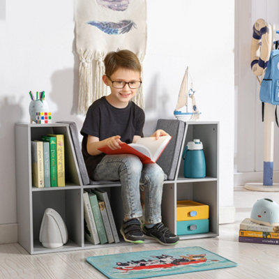 HOMCOM Grey Wooden Kids Corner Cabinet