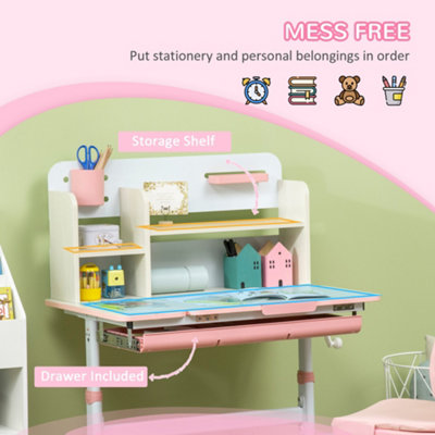Buy Kids Desk and Chair Set with Storage Shelves, Washable Cover