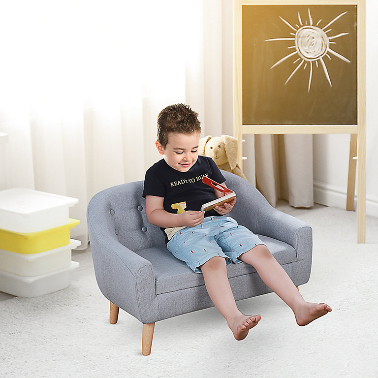 Dårlig skæbne hegn fordrejer HOMCOM Kids Mini Sofa Children Armchair Seating Bedroom Playroom Furniture  Grey | DIY at B&Q