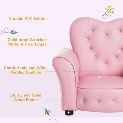 HOMCOM Kids Mini Sofa Children Armchair Seating Chair Girl Princess Sponge