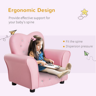 HOMCOM Kids Mini Sofa Children Armchair Seating Chair Girl Princess Sponge