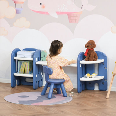 Kids Play Table and Chair Set with Storage Blue DIY at B&Q