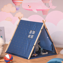 HOMCOM Kids Play Tent Portable Playhouse Blue Bed tent
