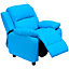 HOMCOM Kids Recliner Armchair Game Chair Sofa Children Seat in PU Leather Blue