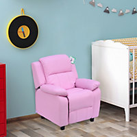 HOMCOM Kids Recliner Armchair Game Chair Sofa Children Seat in PU Leather Pink