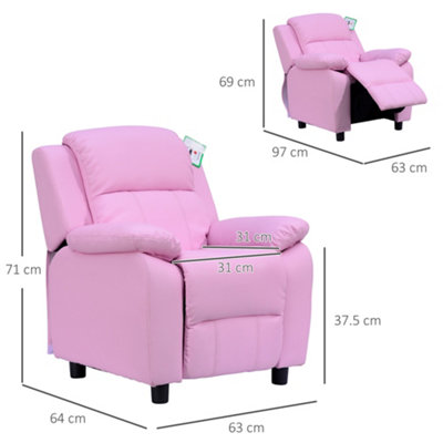 HOMCOM Kids Recliner Armchair Game Chair Sofa Children Seat in PU Leather Pink