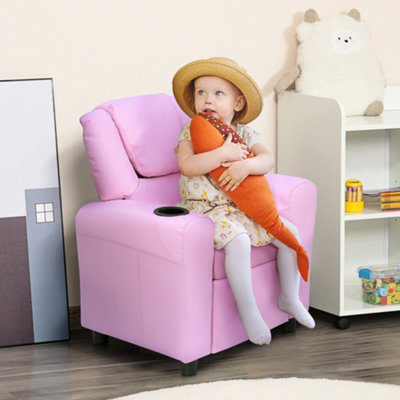 HOMCOM Kids Recliner Armchair Games Chair Children Seat Girls Boys Sofa Pink
