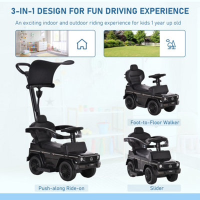 thumbnail image 2 of HOMCOM Kids 3-in-1 Push Car – Mercedes Benz G350 Baby Floor Slider & Walker, Pink 2 of 6