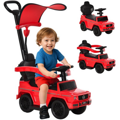 HOMCOM Kids Ride-on Push Car 3 in 1 Benz G350 Baby Floor Slider Walker, Red
