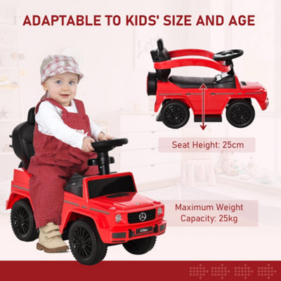HOMCOM Kids Ride-on Push Car 3 in 1 Benz G350 Baby Floor Slider Walker, Red