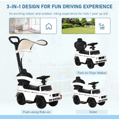 HOMCOM Kids Ride-on Push Car 3 in 1 Benz G350 Baby Floor Slider Walker ...
