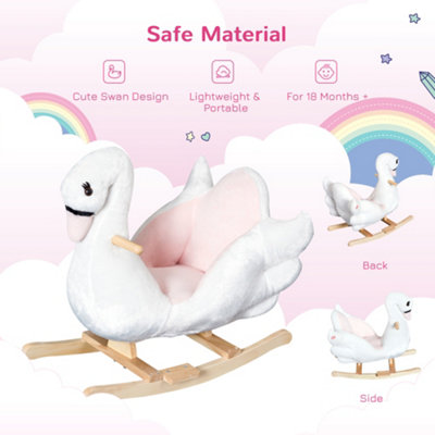 HOMCOM Kids Rocking Horse Ride On Swan Toy w/ Music Safety Seat for Toddler